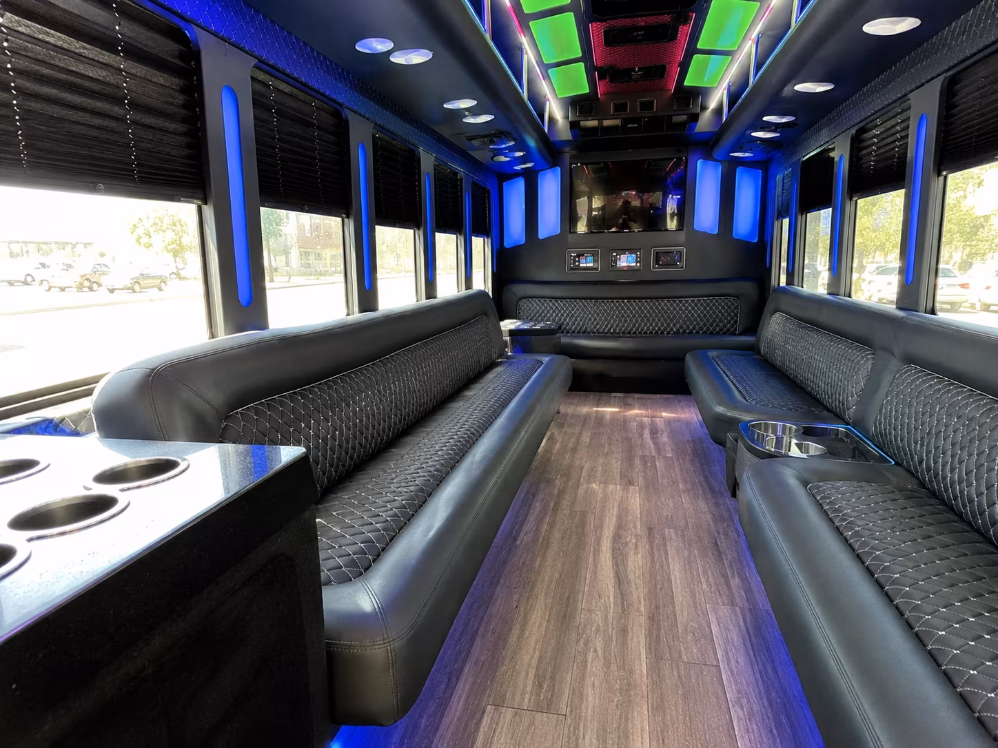 binghamton 15 passenger party bus inside