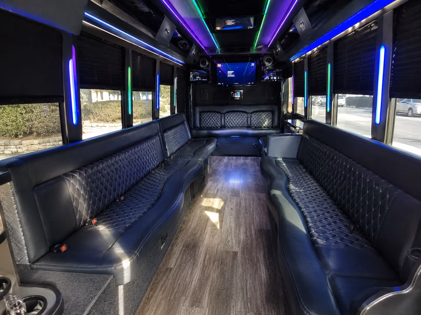 binghamton 15 passenger party bus interior