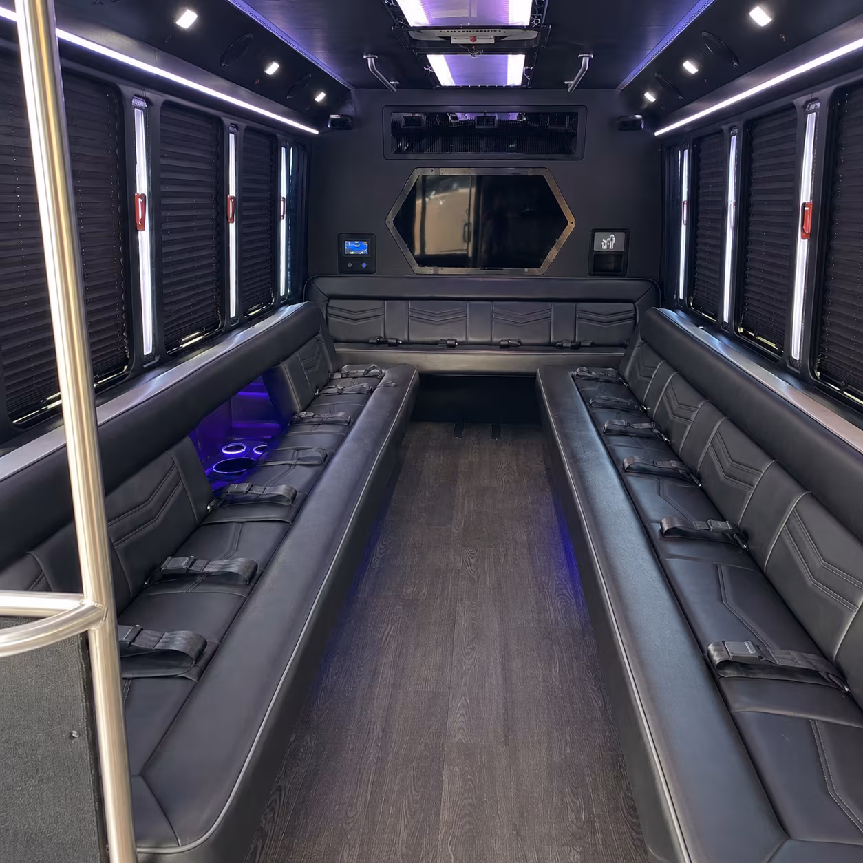 binghamton 18 passenger party bus interior