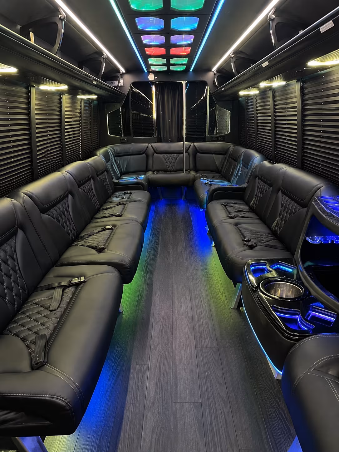 binghamton 20 passenger party bus interior