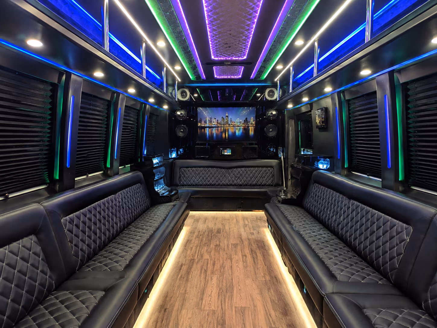 binghamton 25 passenger party bus interior