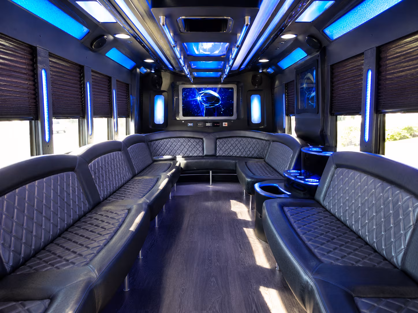 binghamton 28 passenger party bus inside