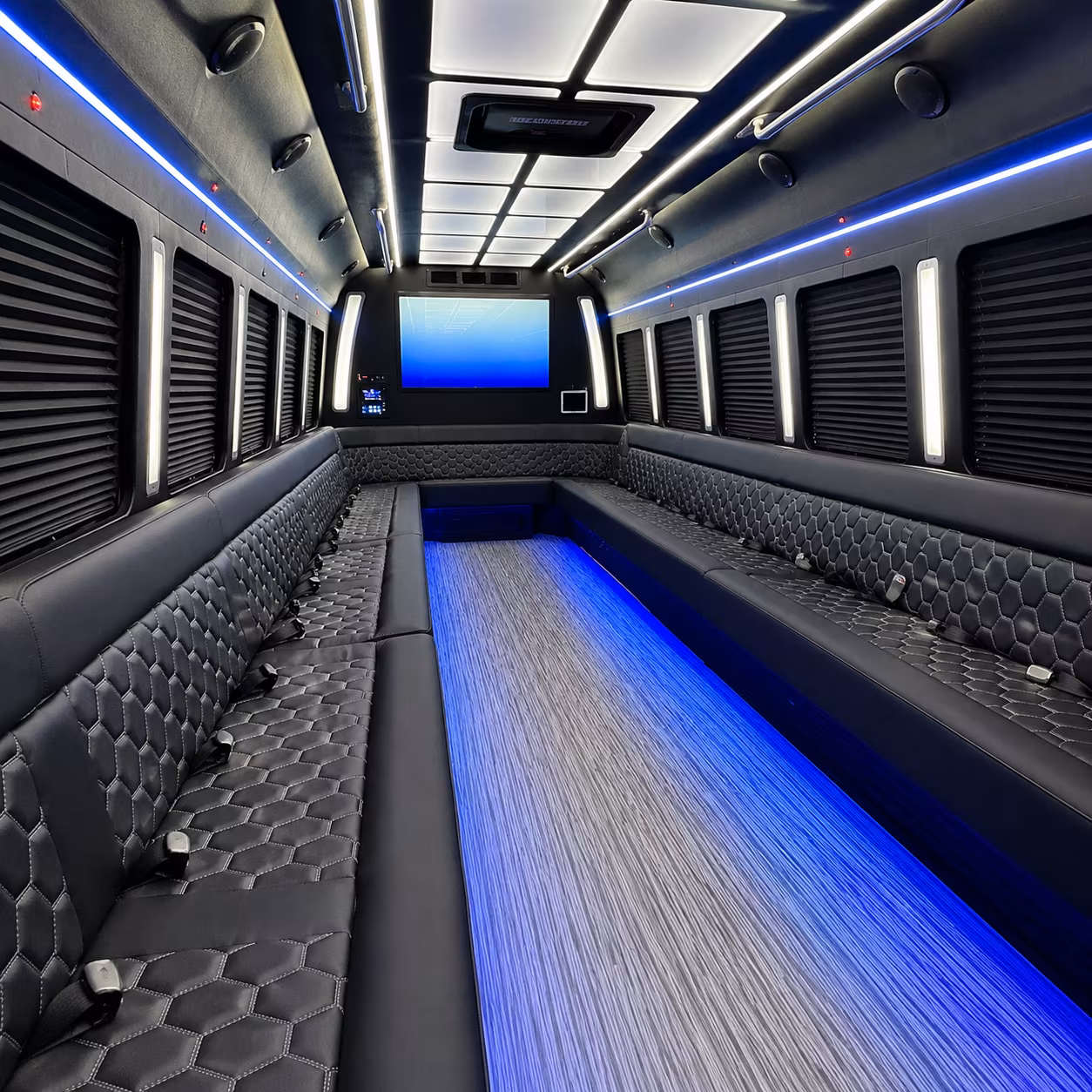 binghamton 50 passenger party bus inside