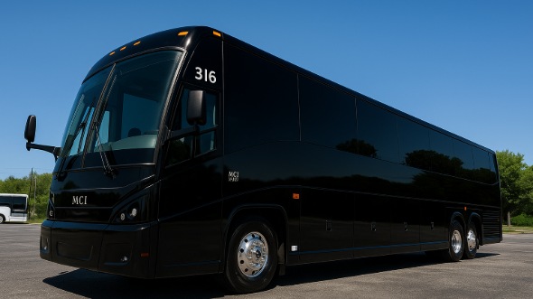 Exterior of Charter Bus Company Binghamton's 56 Passenger Charter Bus in Binghamton