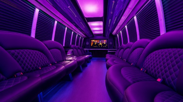 Interior of Charter Bus Company Binghamton's Party Bus in Binghamton