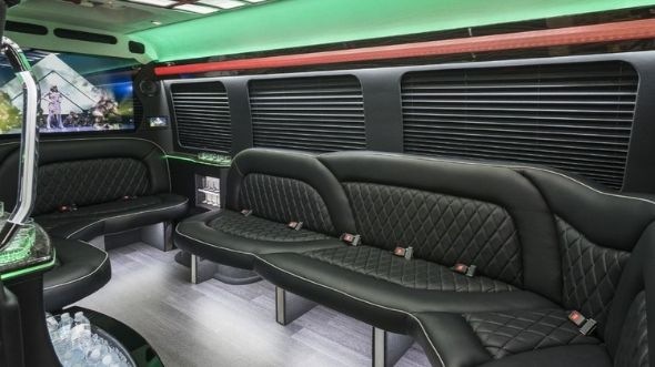 Interior of Charter Bus Company Mount Pleasant's Sprinter Limo in Mount Pleasant