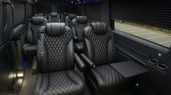 Interior of Charter Bus Company Binghamton's Sprinter Van Rental With Driver in Binghamton